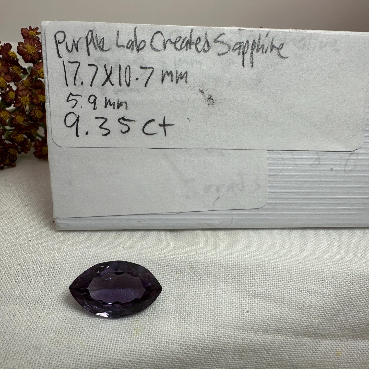 9.35 carat Purple Lab Sapphire 17.7x10.7mm Marquise cut Loose Lab Created Gemstone