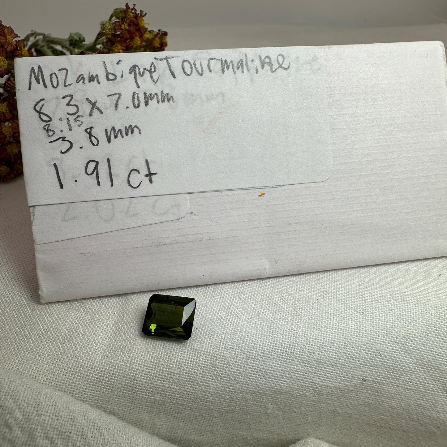 1.91 carat Natural Green Tourmaline, 8.3x7mm Rectangle Octagon Cut Faceted Loose Gemstone