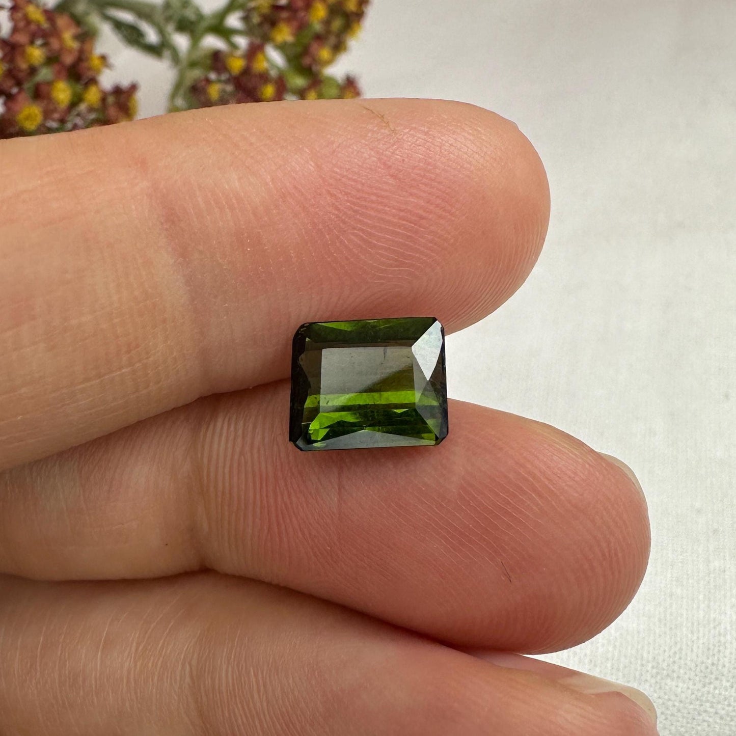 1.91 carat Natural Green Tourmaline, 8.3x7mm Rectangle Octagon Cut Faceted Loose Gemstone