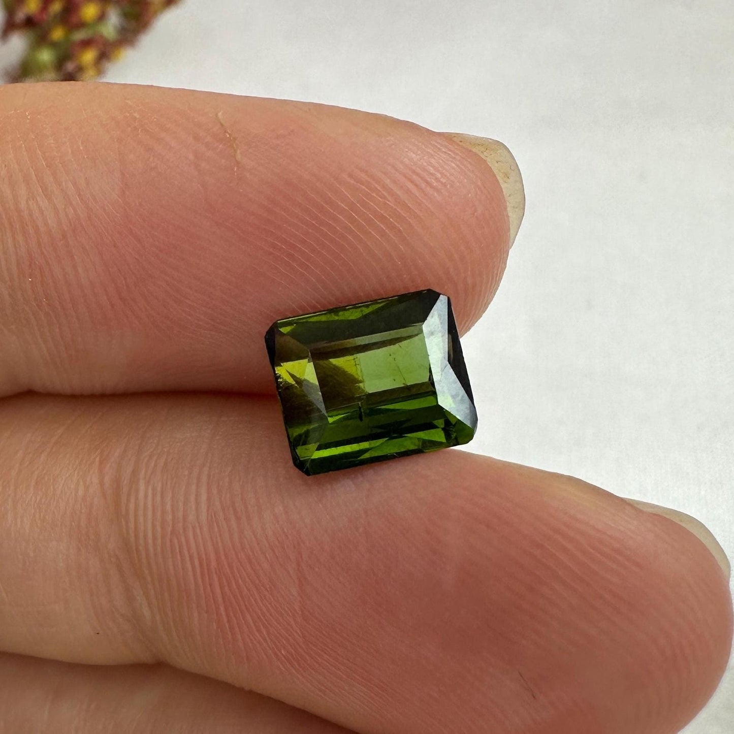 1.91 carat Natural Green Tourmaline, 8.3x7mm Rectangle Octagon Cut Faceted Loose Gemstone