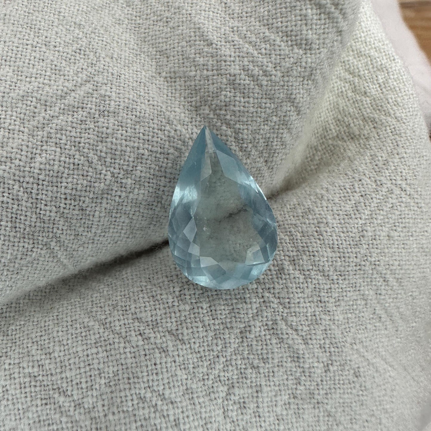 2.96 ct Natural Silky Aquamarine, 13.6x8.8mm, Light Blue Pear Cut Loose Faceted Gemstone, March Birthstone
