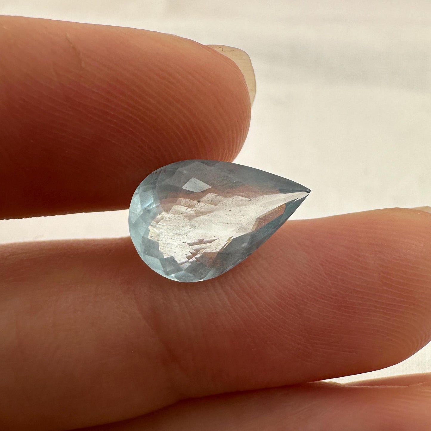 2.96 ct Natural Silky Aquamarine, 13.6x8.8mm, Light Blue Pear Cut Loose Faceted Gemstone, March Birthstone