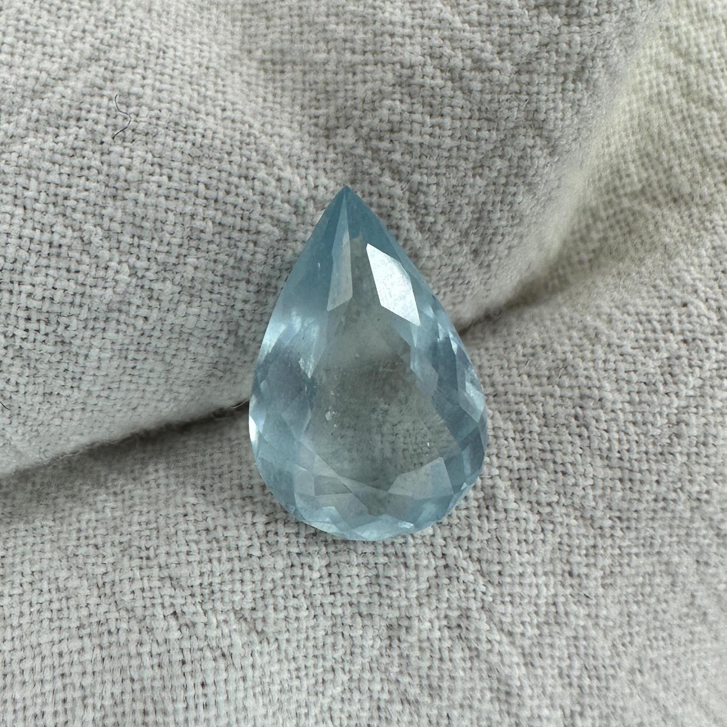 2.96 ct Natural Silky Aquamarine, 13.6x8.8mm, Light Blue Pear Cut Loose Faceted Gemstone, March Birthstone