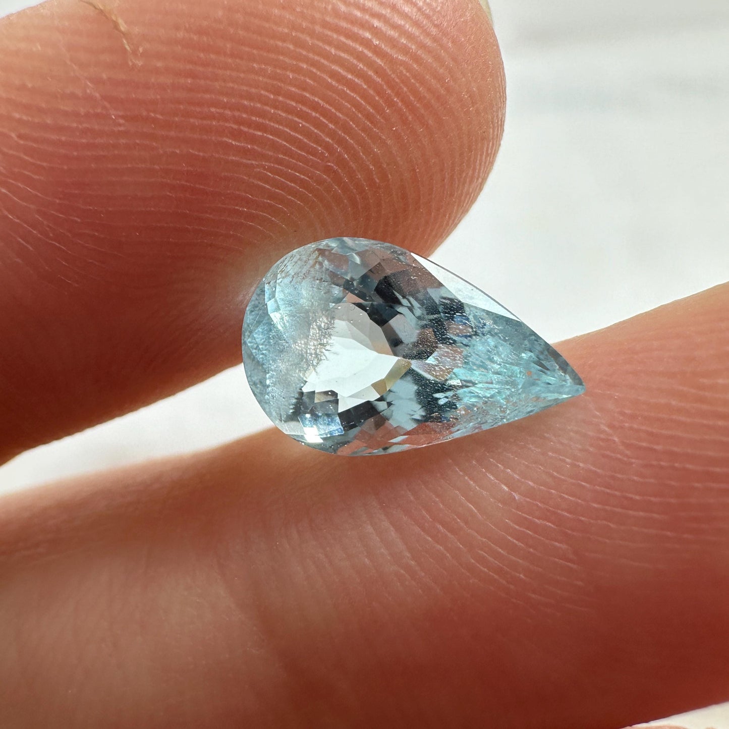 2.13 ct Natural Aquamarine, 11.3x7.2mm, Light Blue Pear Cut Loose Faceted Gemstone