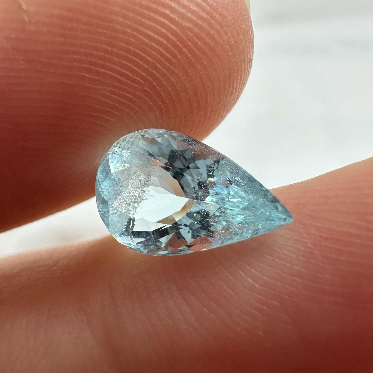 2.13 ct Natural Aquamarine, 11.3x7.2mm, Light Blue Pear Cut Loose Faceted Gemstone