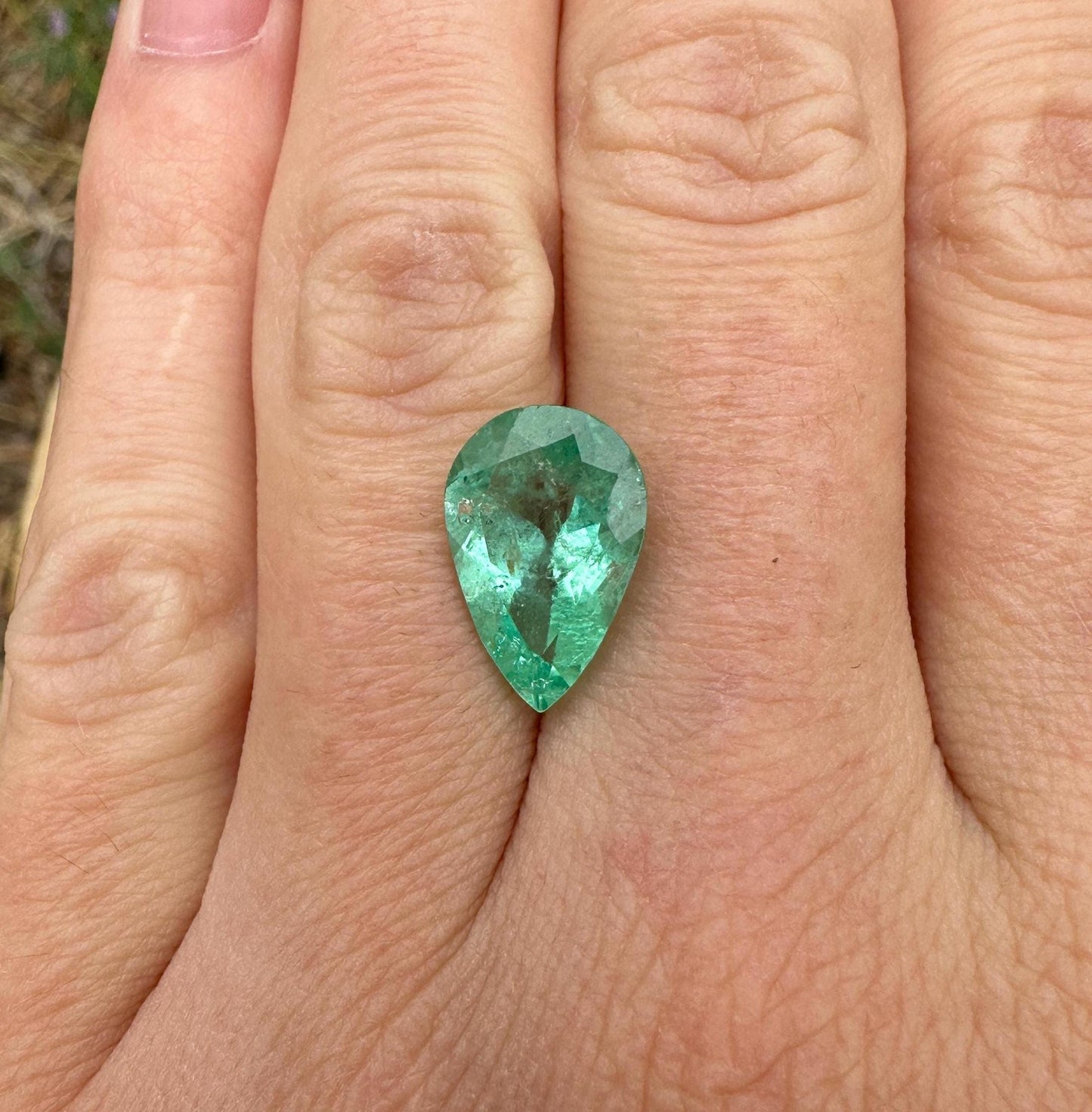 Columbian Emerald 3.79 Carats 14.1x9.35mm Pear Cut, Faceted Loose Natural