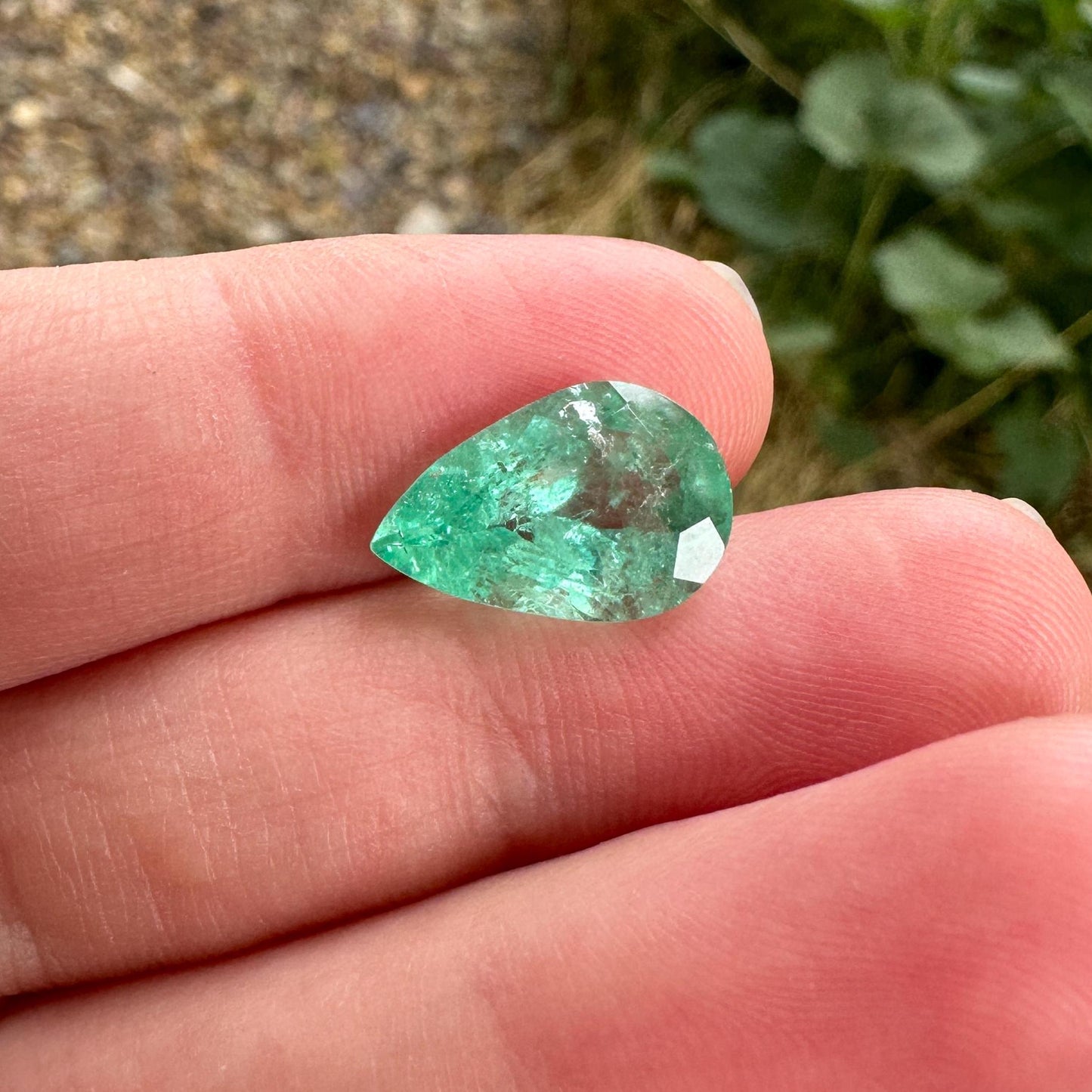 Columbian Emerald 3.79 Carats 14.1x9.35mm Pear Cut, Faceted Loose Natural