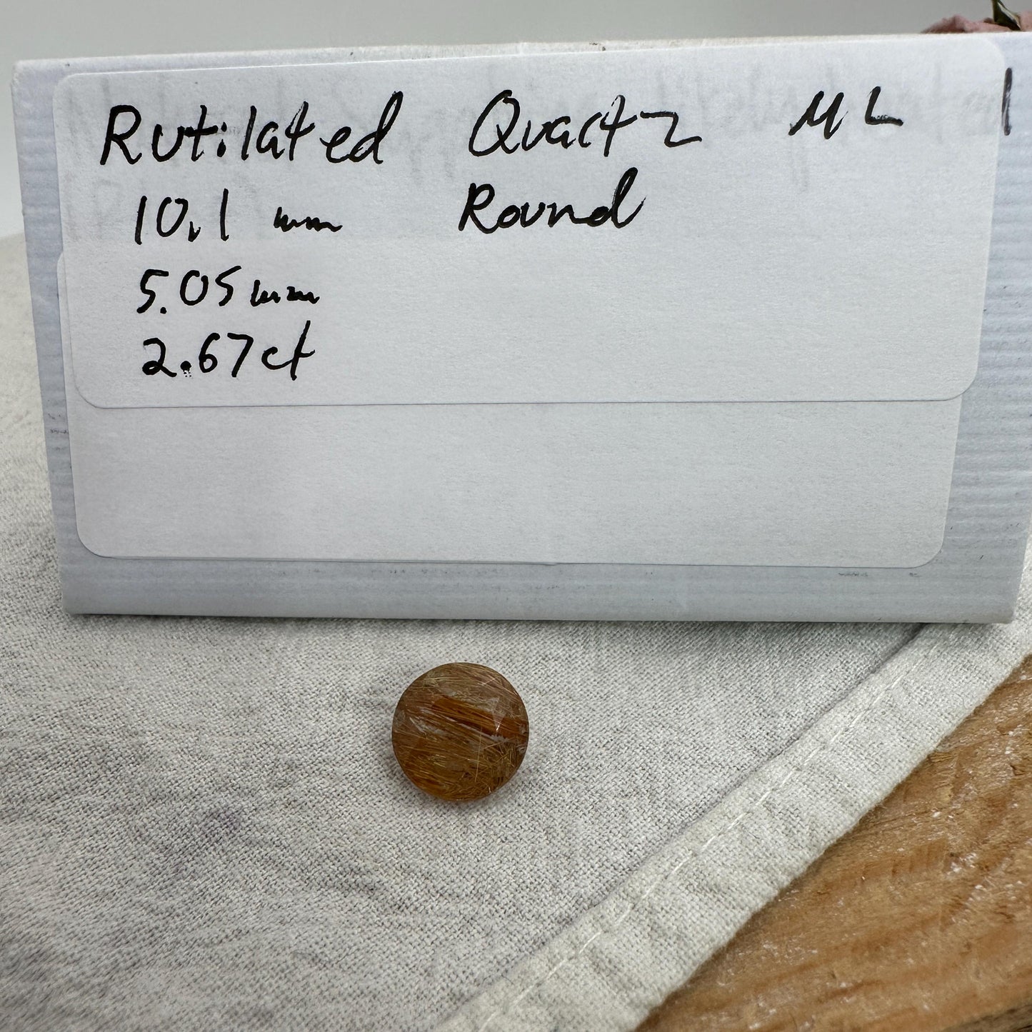 2.67 Carat Rutilated Quartz 10mm Round Cut, Faceted Loose
