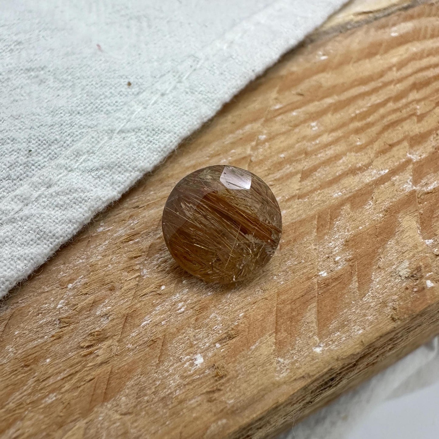 2.67 Carat Rutilated Quartz 10mm Round Cut, Faceted Loose
