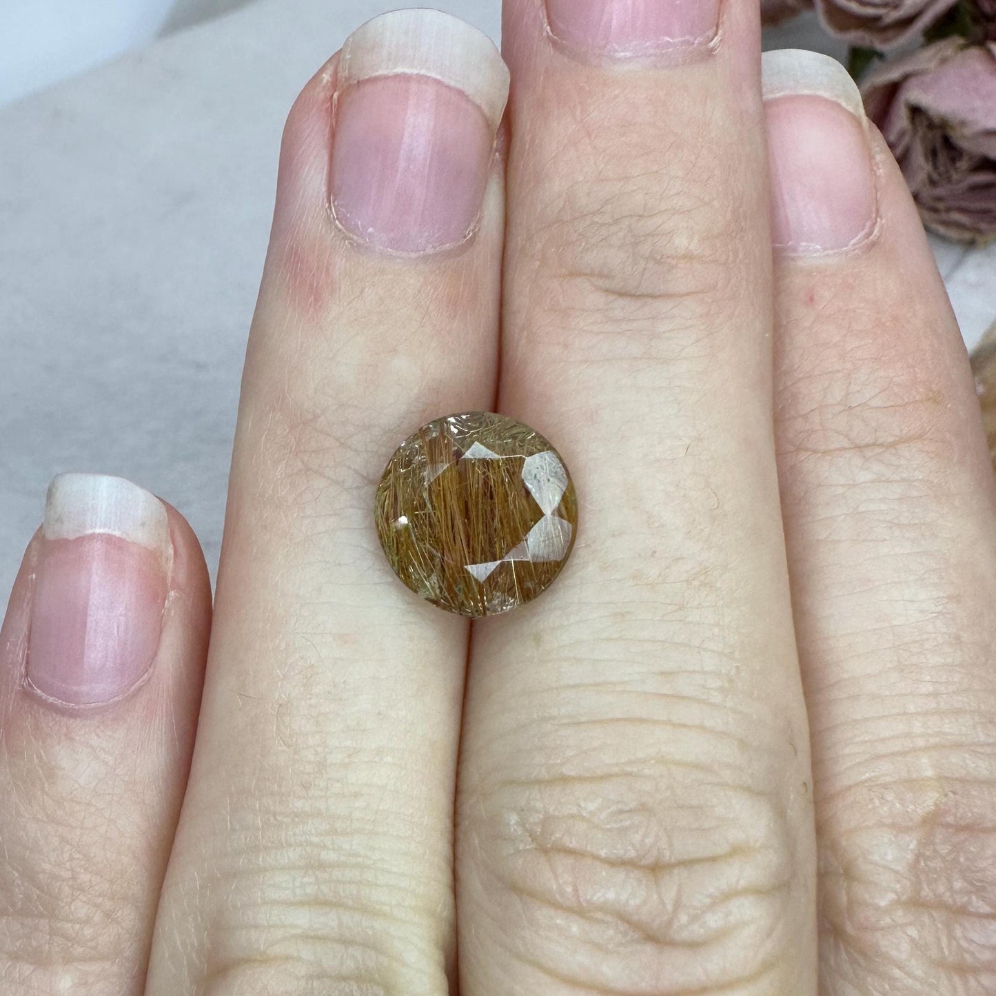 2.67 Carat Rutilated Quartz 10mm Round Cut, Faceted Loose