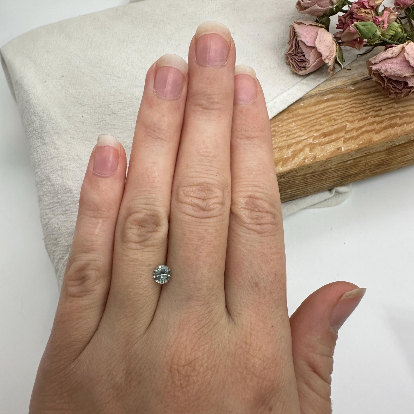 0.55 Carat Light Green Montana Sapphire 5mm Round Cut, Natural Unheated Faceted Loose