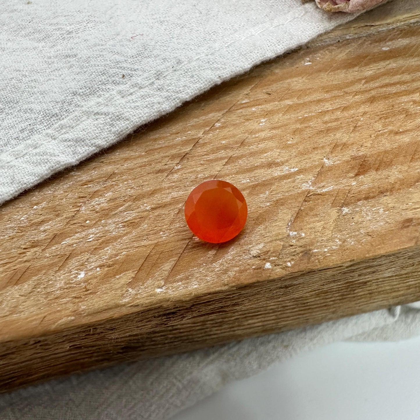 1 Carat Orange Fire Opal 7mm Round Cut, Faceted Loose Opal