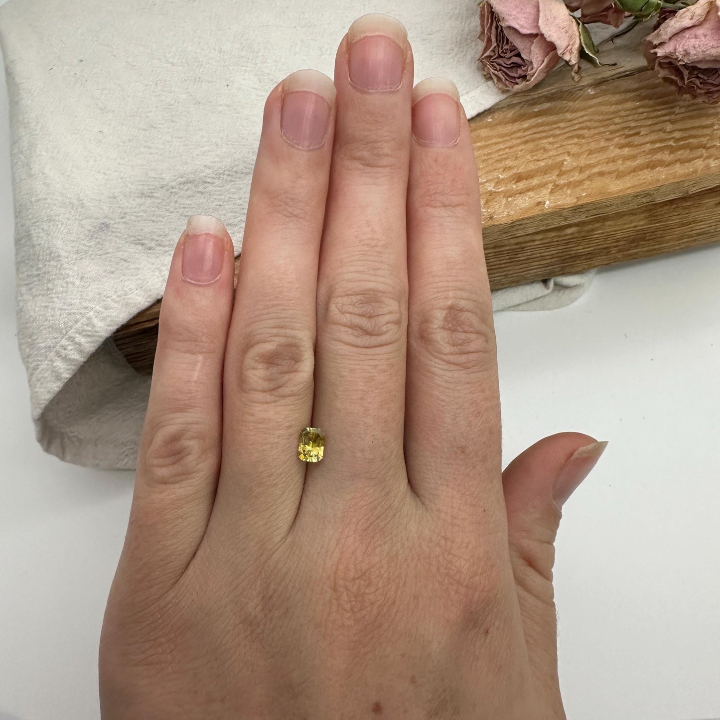 0.67 Carat Golden Yellow Montana Sapphire 5.7x4.3mm Radiant Cut, Faceted Loose Gemstone