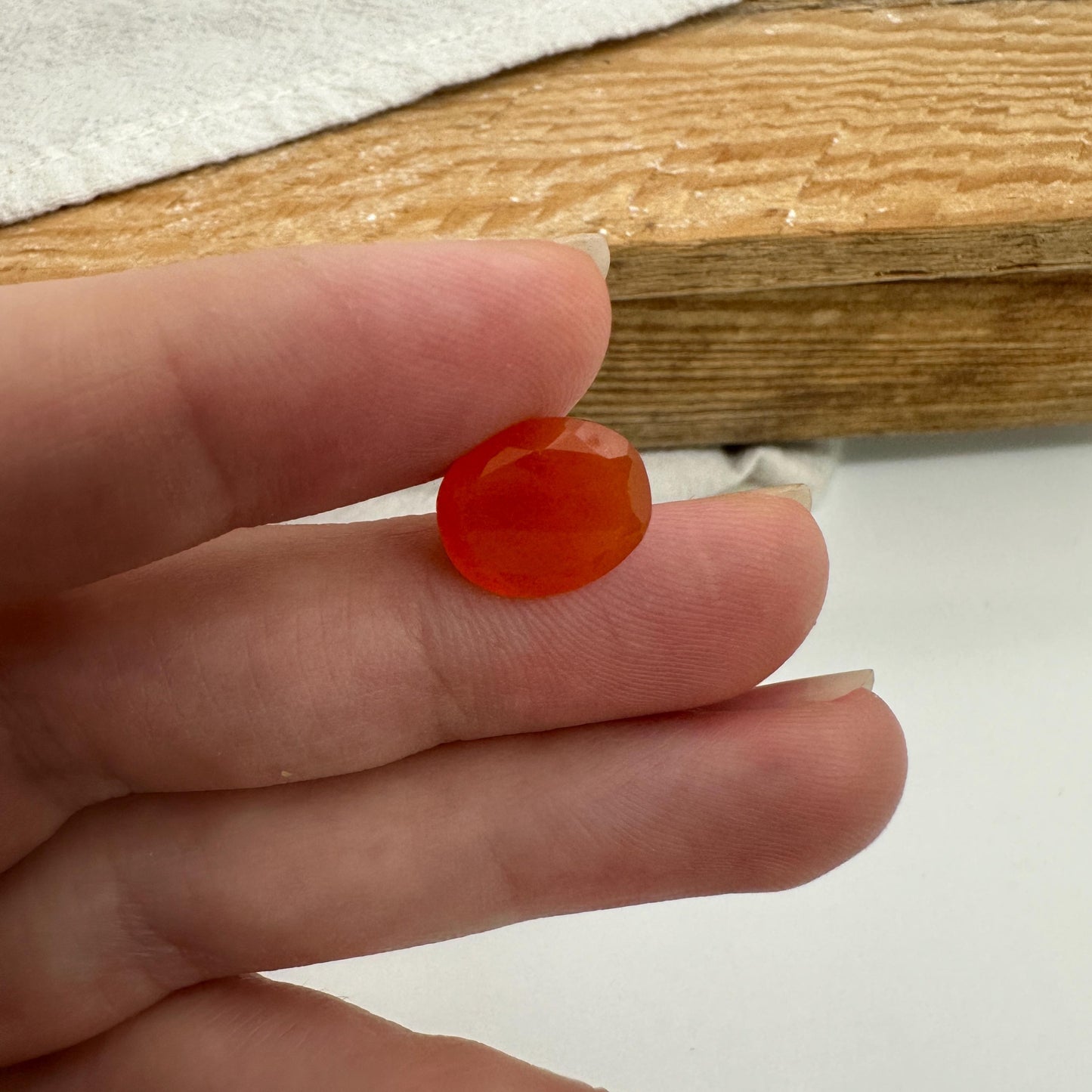 4 Carat Orange Fire Opal 12x10mm Oval Cut, Faceted Loose Opal