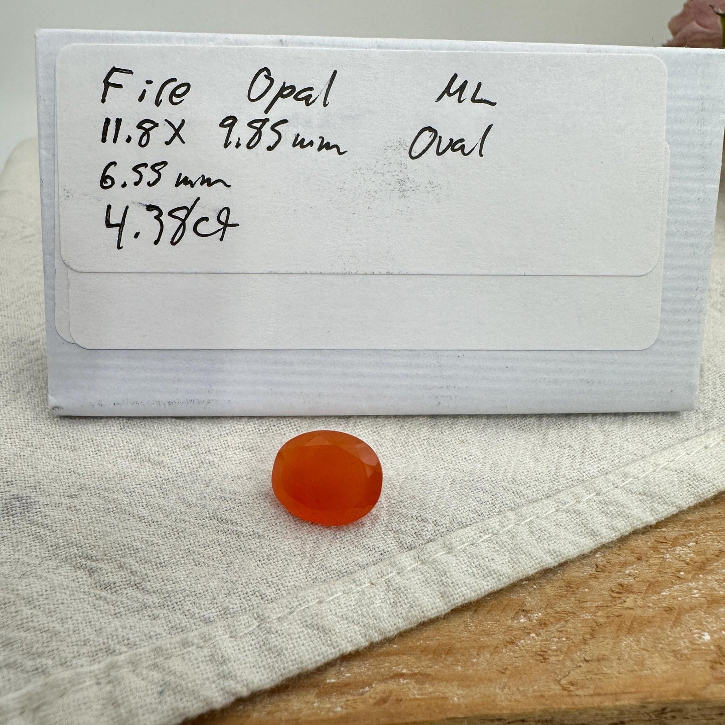 4 Carat Orange Fire Opal 12x10mm Oval Cut, Faceted Loose Opal