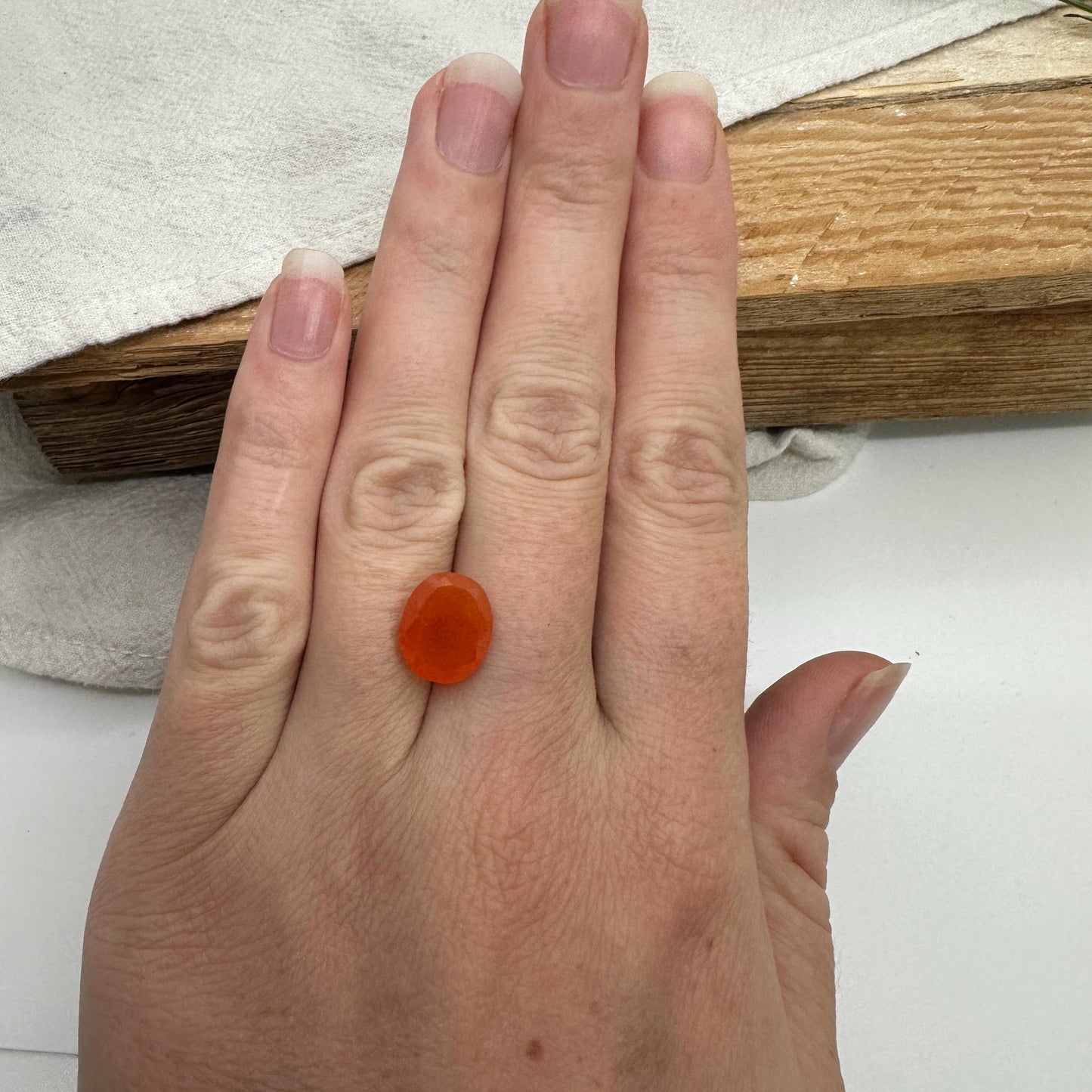 4 Carat Orange Fire Opal 12x10mm Oval Cut, Faceted Loose Opal