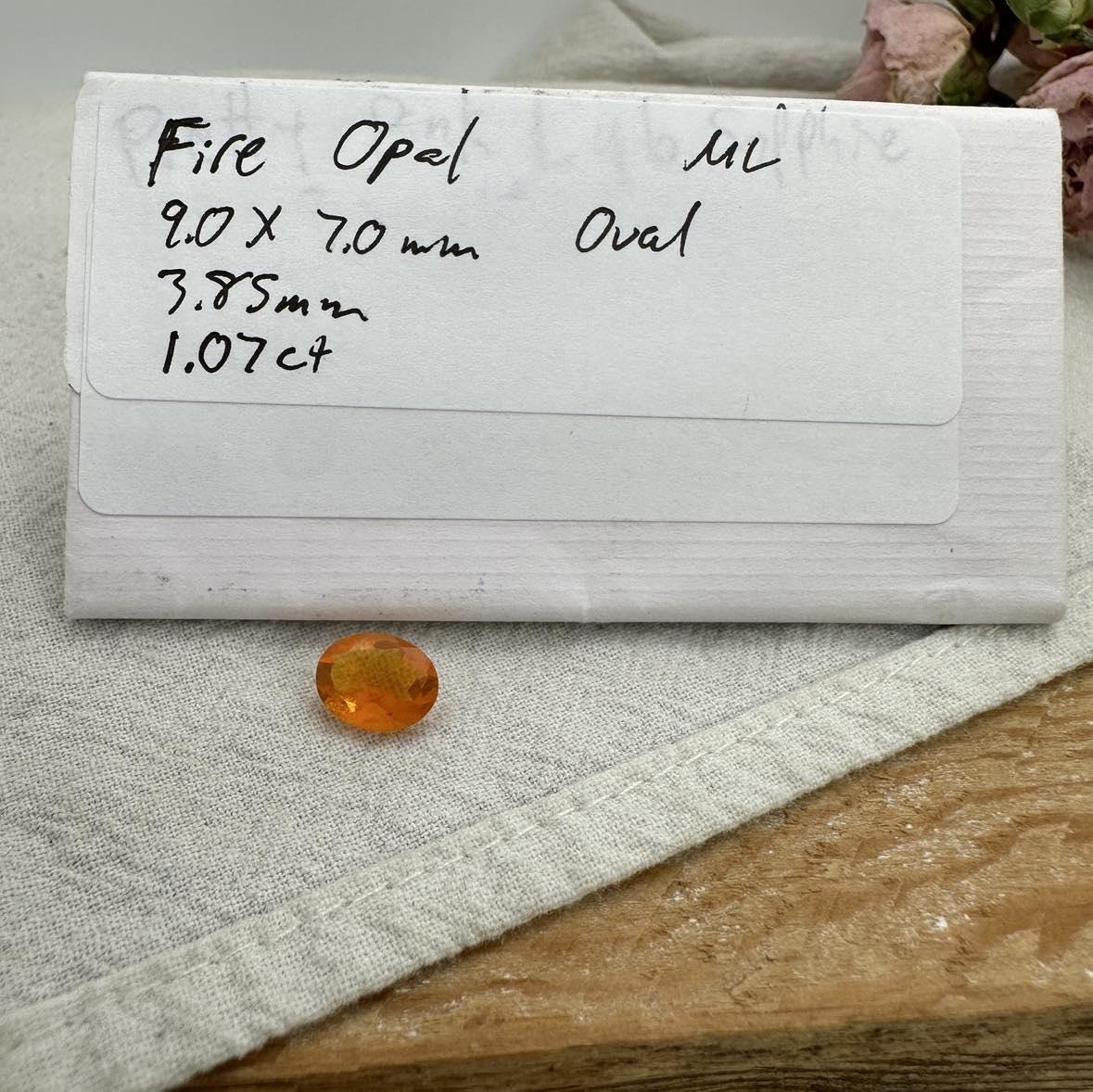 1 Carat Orange Fire Opal 9x7mm Oval Cut, Faceted Loose Opal