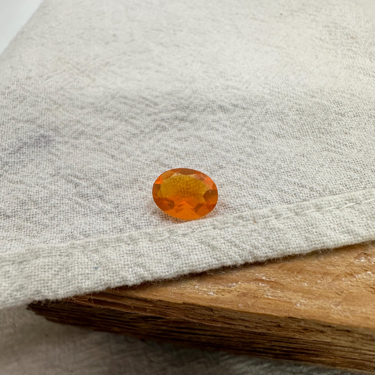 1 Carat Orange Fire Opal 9x7mm Oval Cut, Faceted Loose Opal