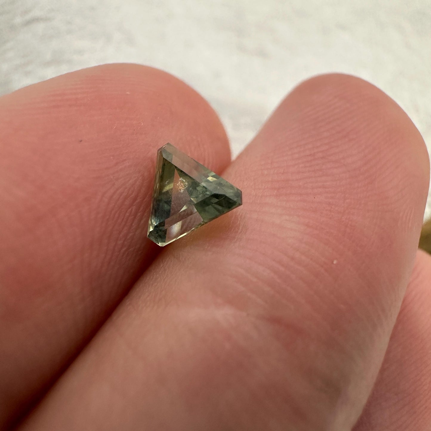 0.68 Carat Yellowish Green Montana Sapphire 5mm Triangle Cut, Natural Unheated Faceted Loose