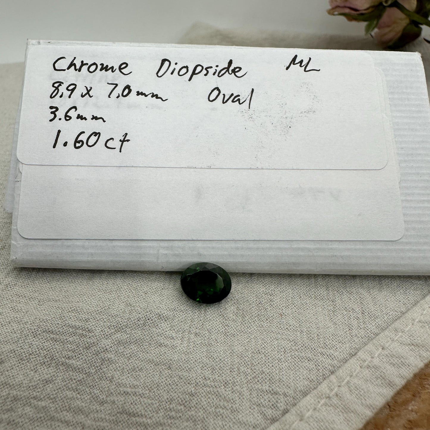 9x7mm Green Chrome Diopside 1.6 Carat Oval Cut, Faceted Loose Gemstone