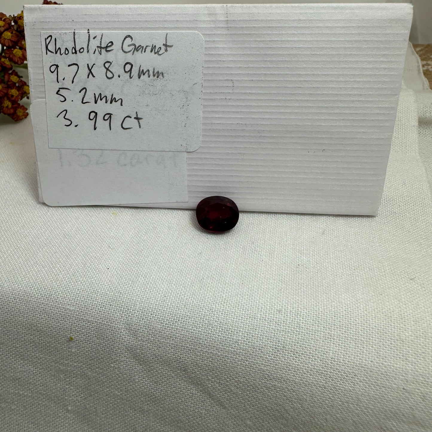 3.99 carat Natural Rhodolite Garnet, 9.7x8.9mm Purple Pink Garnet, Faceted Oval Cut Raspberry Garnet