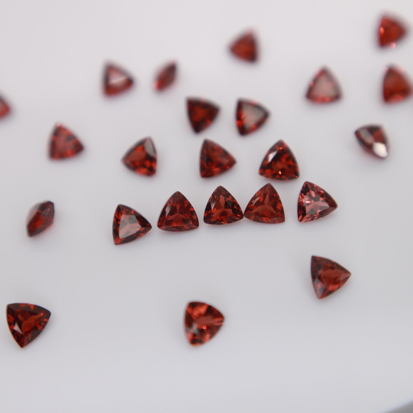 One 4mm Red Garnet Trillion Cut, Faceted Loose Gemstone for Jewelry Setting