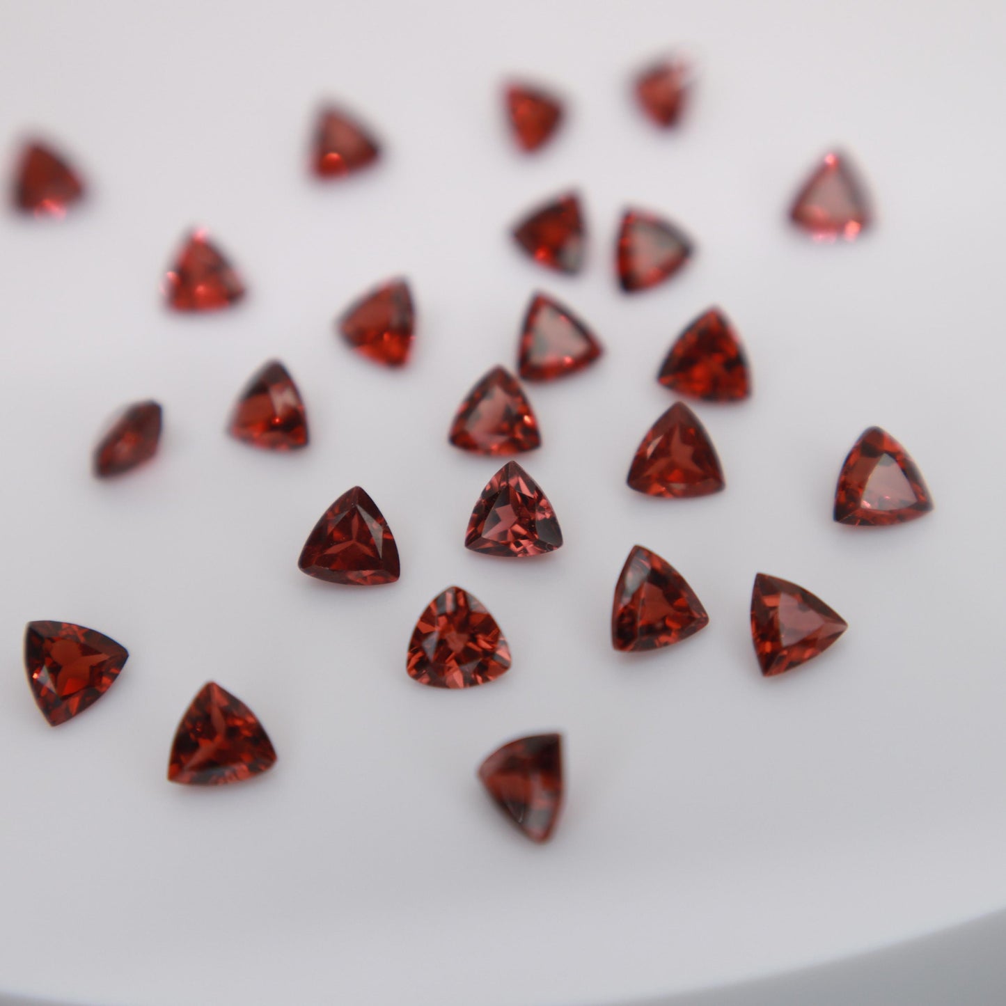 One 4mm Red Garnet Trillion Cut, Faceted Loose Gemstone for Jewelry Setting