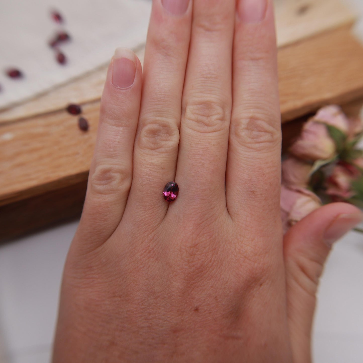 One 7x5mm Purple Garnet Oval Cut, Faceted Loose Gemstone, 1 carat