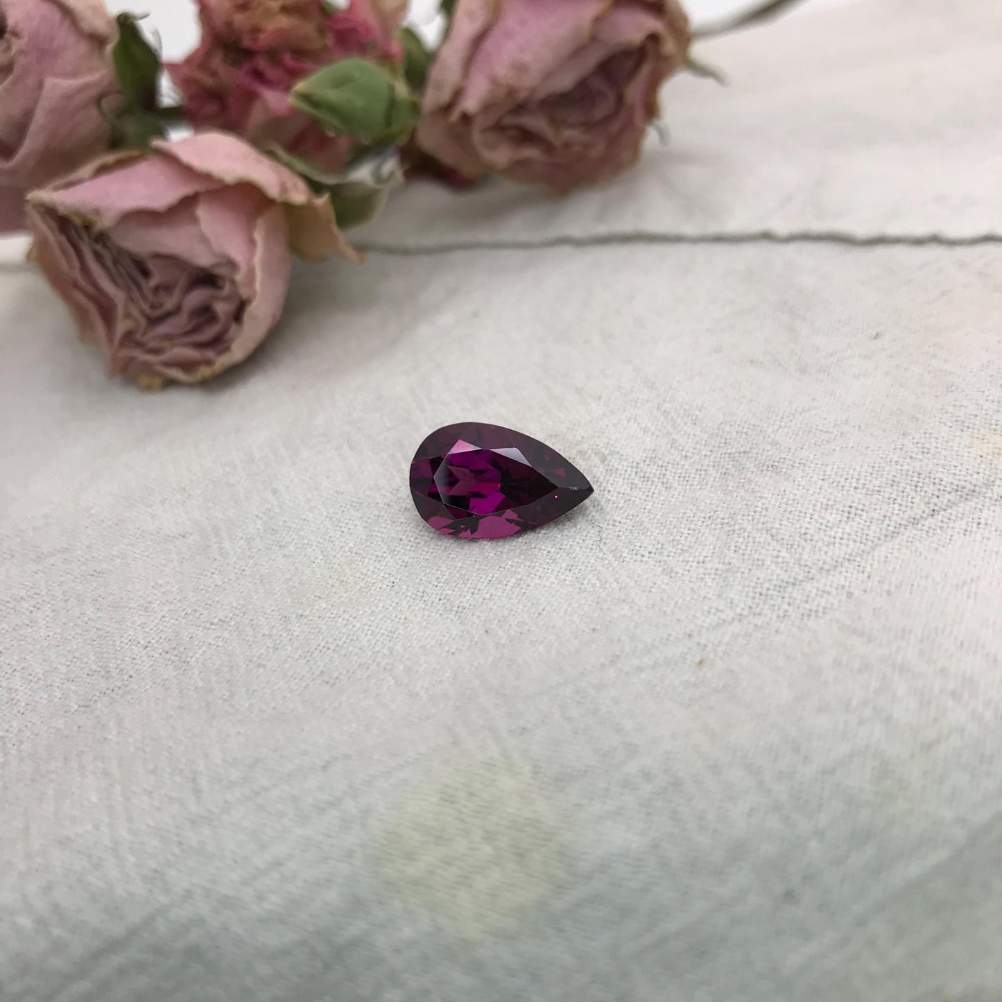 5.36 carat Purple Rhodolite Garnet 14x8.8mm Pear Cut, Faceted Loose Gemstone