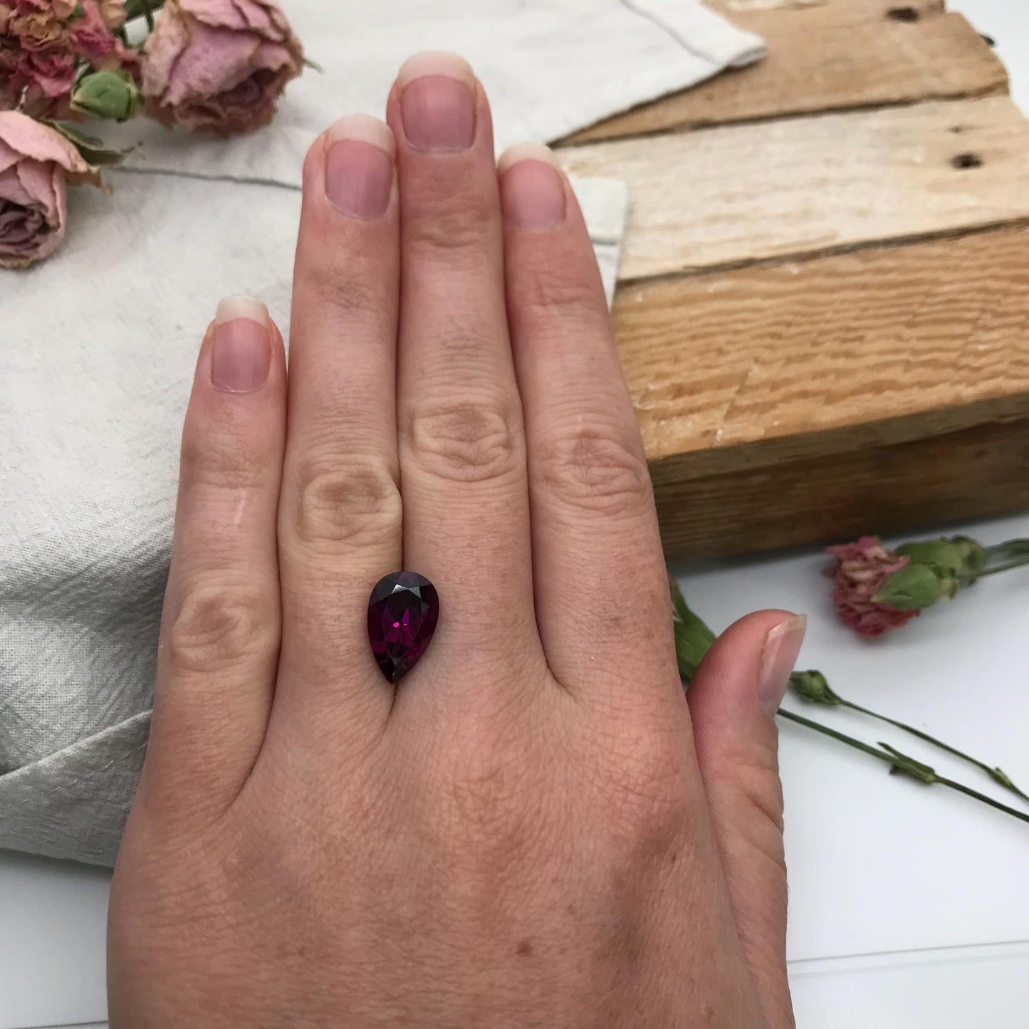 5.36 carat Purple Rhodolite Garnet 14x8.8mm Pear Cut, Faceted Loose Gemstone