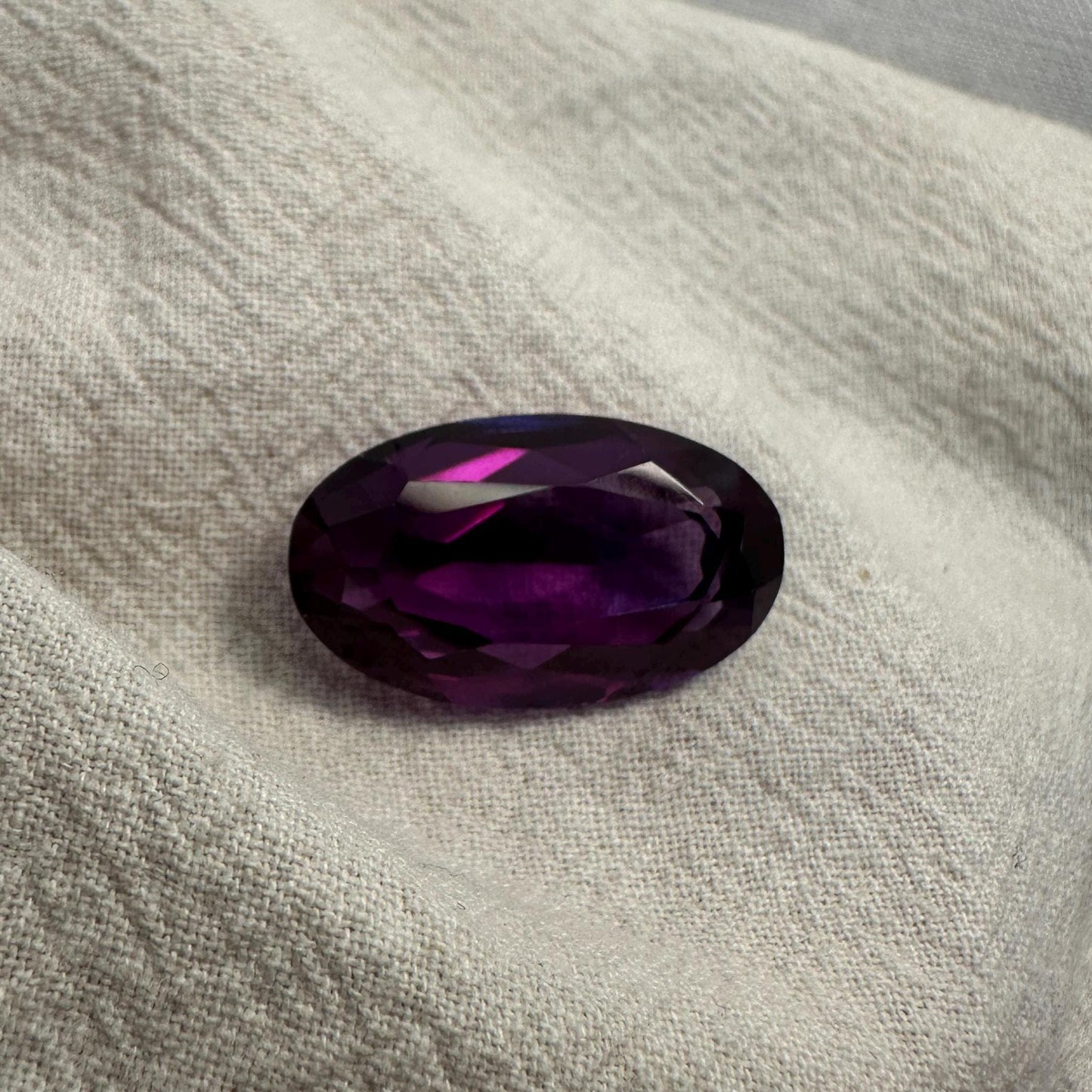 25 Carat Lab Created Purple Sapphire, 23x13.5mm Long Oval Cut Man-Made Lab Grown Corundum Faceted