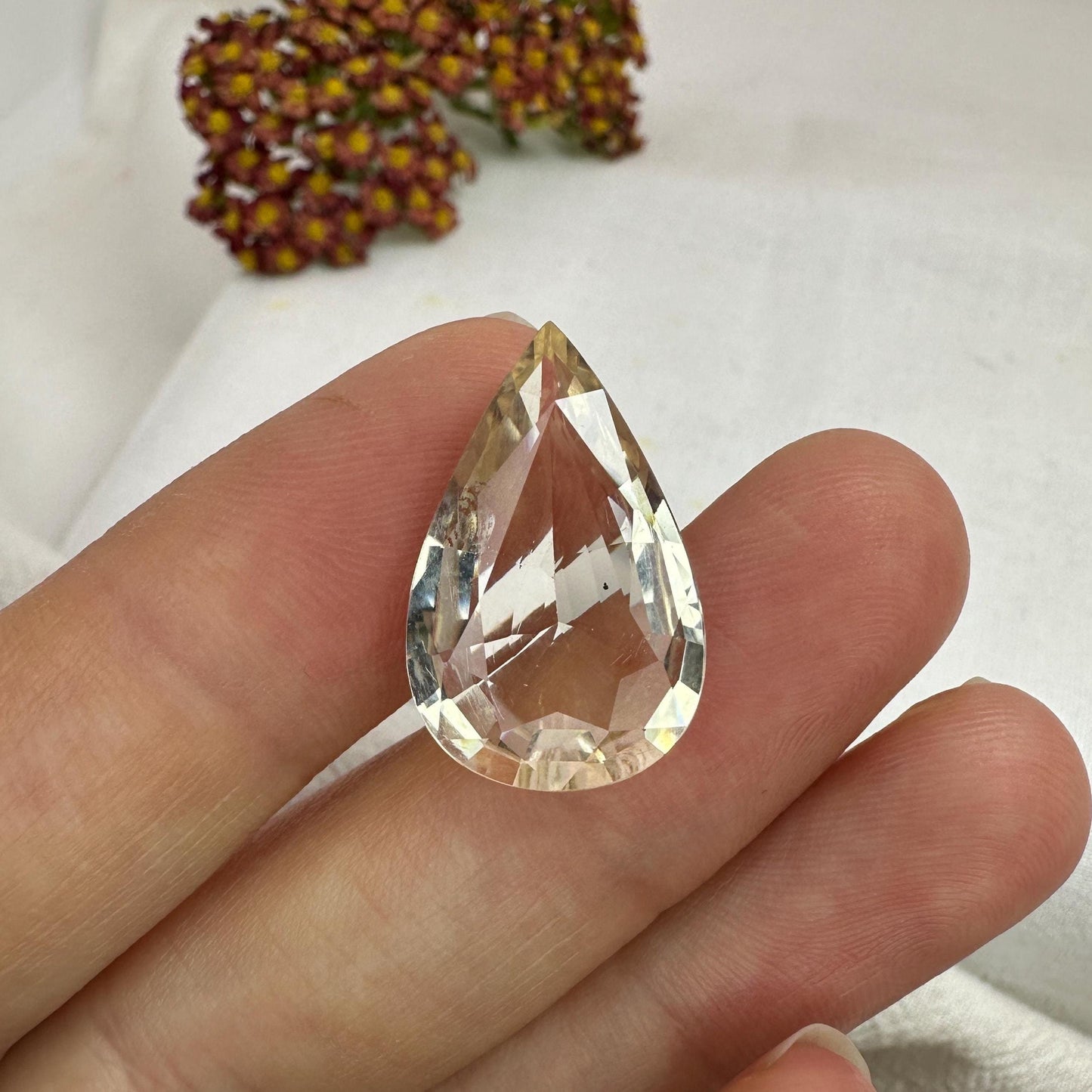 Yellow Scapolite, 21.7x13.8mm Pear cut, 9.77 carat, Faceted Loose Natural Gem