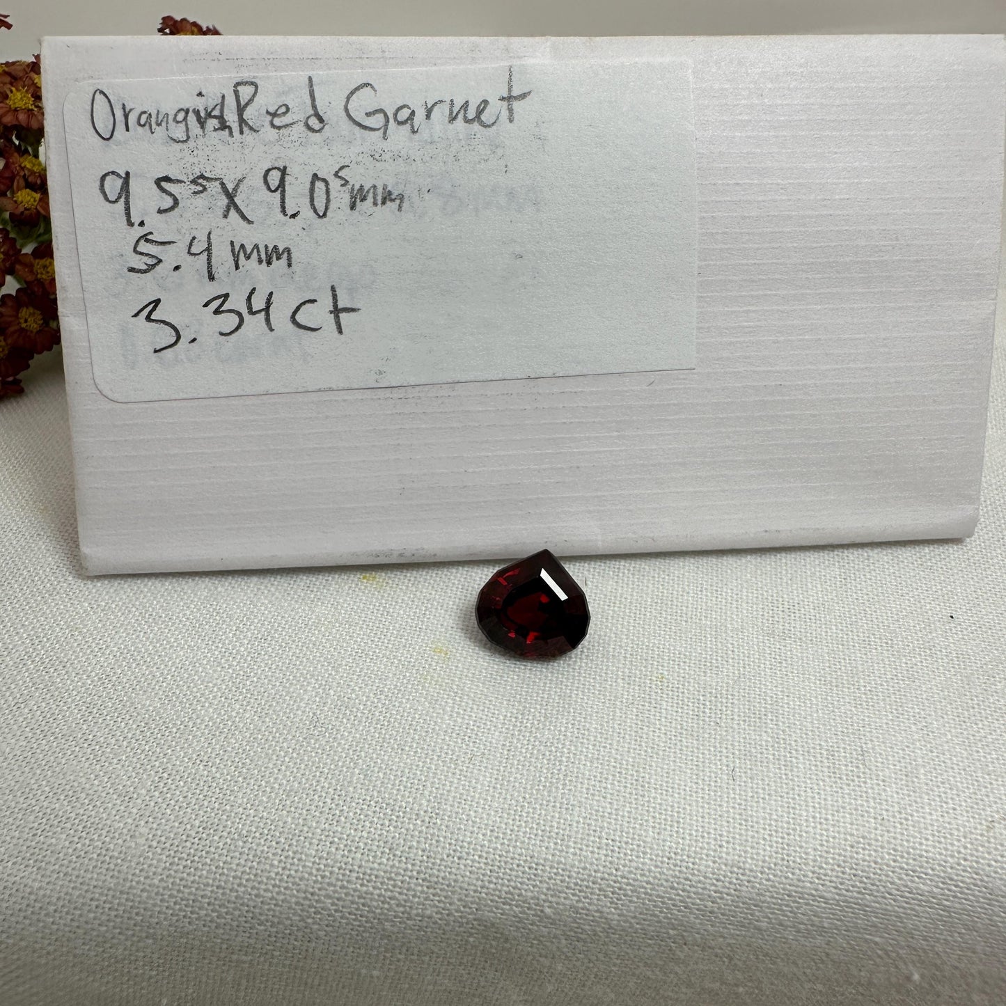 3.34 carat Natural Red Garnet, 9.5x9mm Pear cut, Faceted  Deep Red Gem