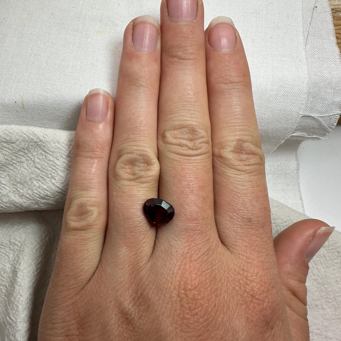 3.34 carat Natural Red Garnet, 9.5x9mm Pear cut, Faceted  Deep Red Gem