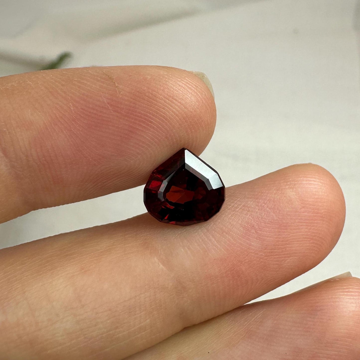 3.34 carat Natural Red Garnet, 9.5x9mm Pear cut, Faceted  Deep Red Gem