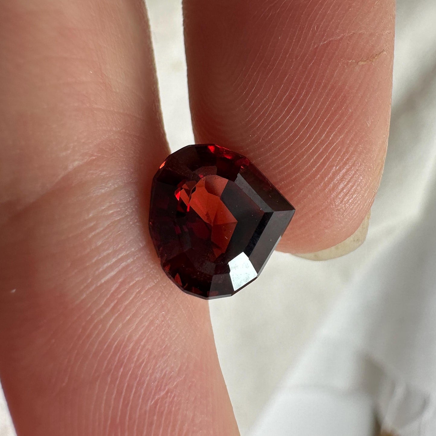 3.34 carat Natural Red Garnet, 9.5x9mm Pear cut, Faceted  Deep Red Gem