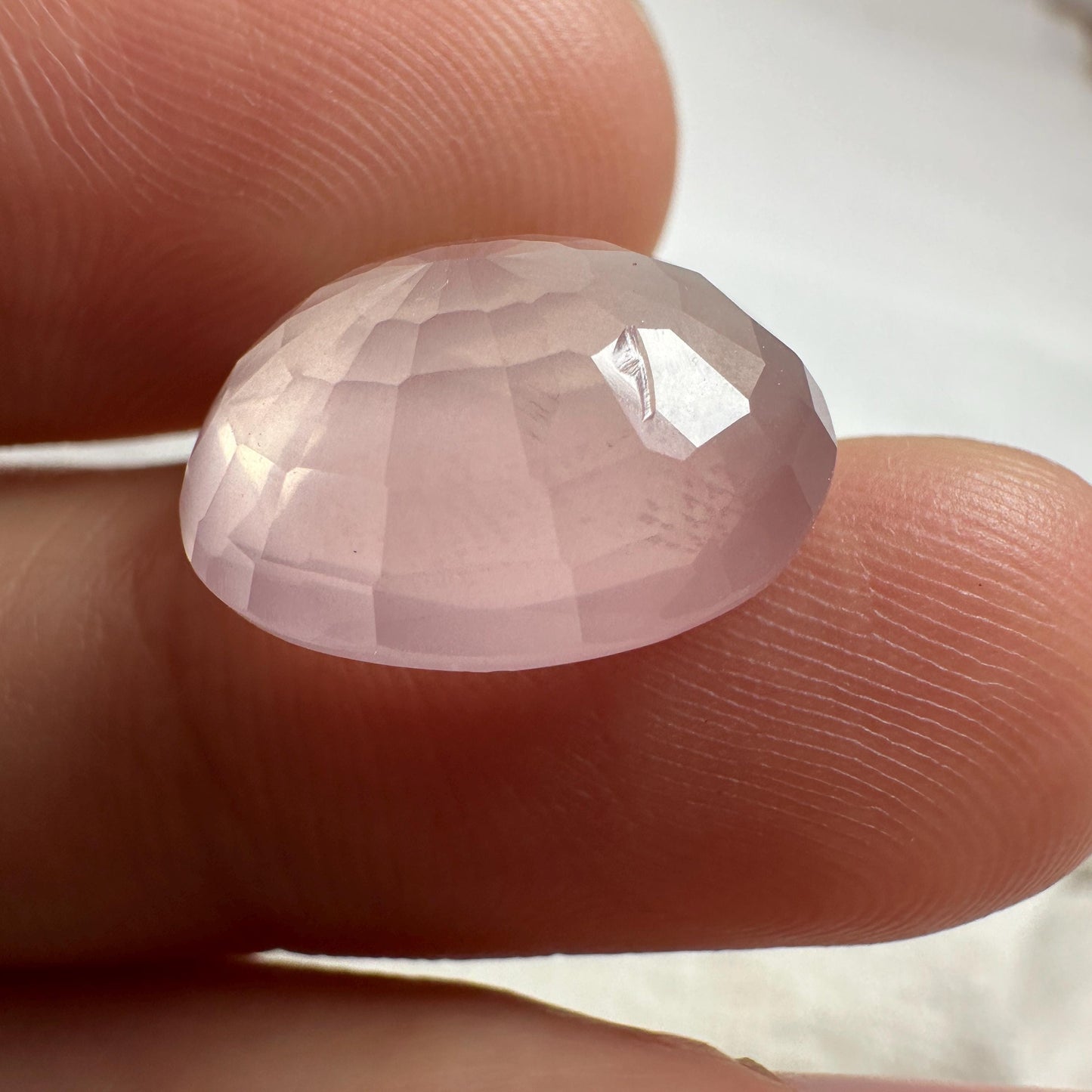 15x13mm Oval Rose Quartz, 9 carat Loose Gem, Faceted Pink Gemstone