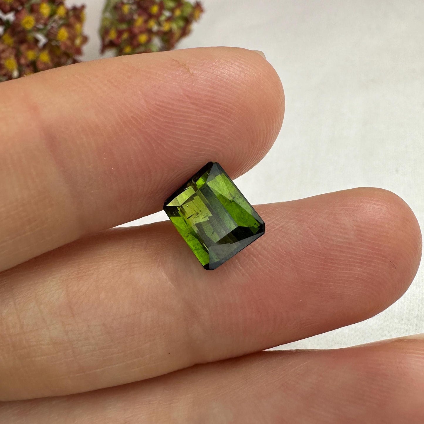 1.91 carat Natural Green Tourmaline, 8.3x7mm Rectangle Octagon Cut Faceted Loose Gemstone
