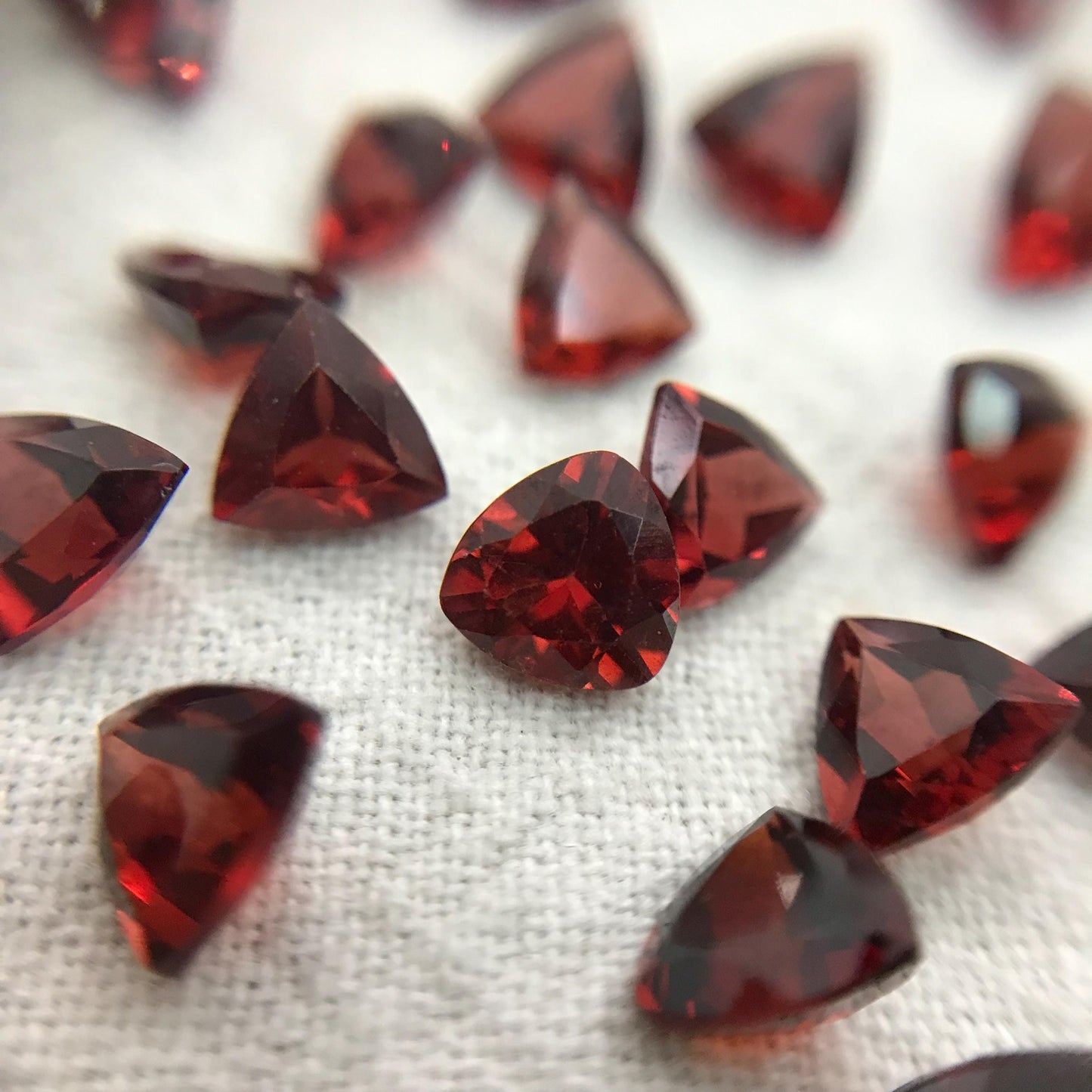 One 5mm Red Garnet Trillion Cut, Faceted Loose Gemstone for Jewelry Setting