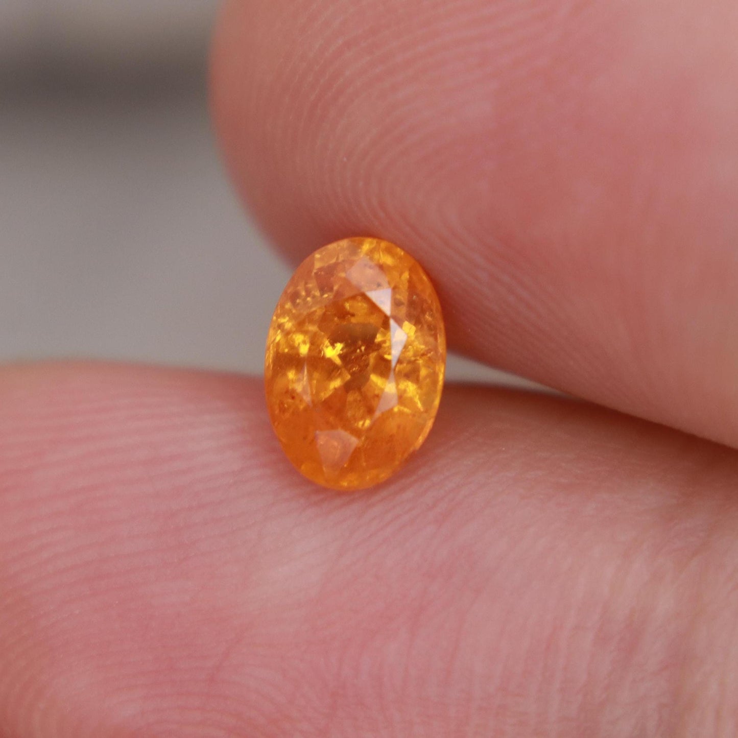 1.33 Carat Spessartite Garnet 7x5mm Oval Cut, Faceted Loose Orange Garnet