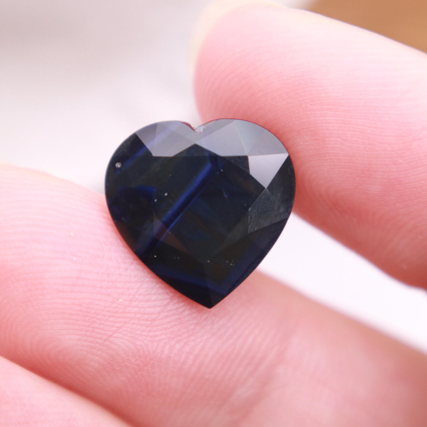 8.31 carat Natural Dark Sapphire 13.3x13.4mm, Heart Cut Gem Faceted Loose Large Dark Blue-Black Sapphire
