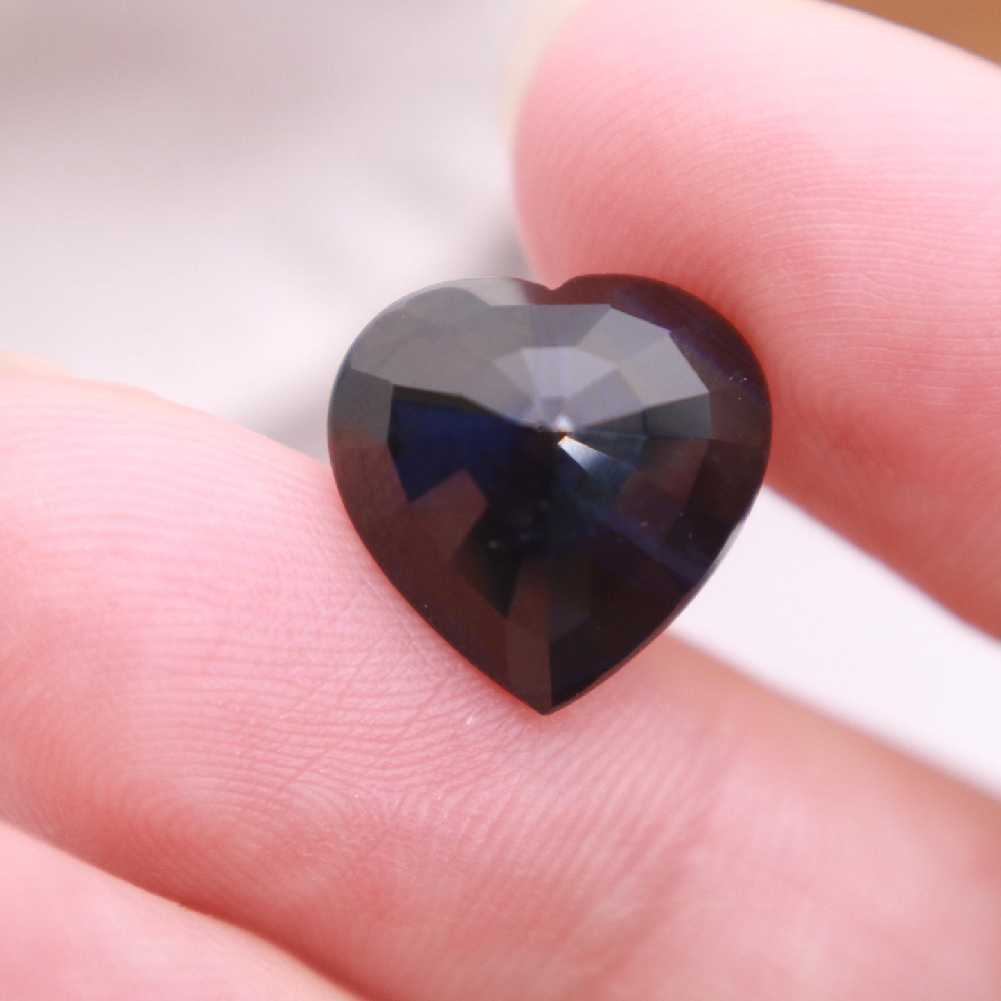 8.31 carat Natural Dark Sapphire 13.3x13.4mm, Heart Cut Gem Faceted Loose Large Dark Blue-Black Sapphire