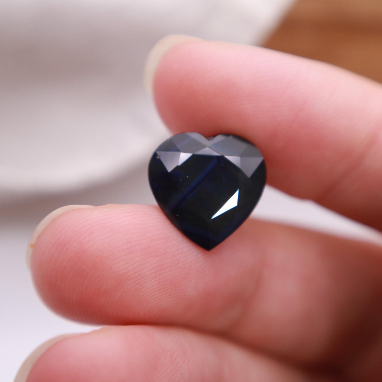 8.31 carat Natural Dark Sapphire 13.3x13.4mm, Heart Cut Gem Faceted Loose Large Dark Blue-Black Sapphire
