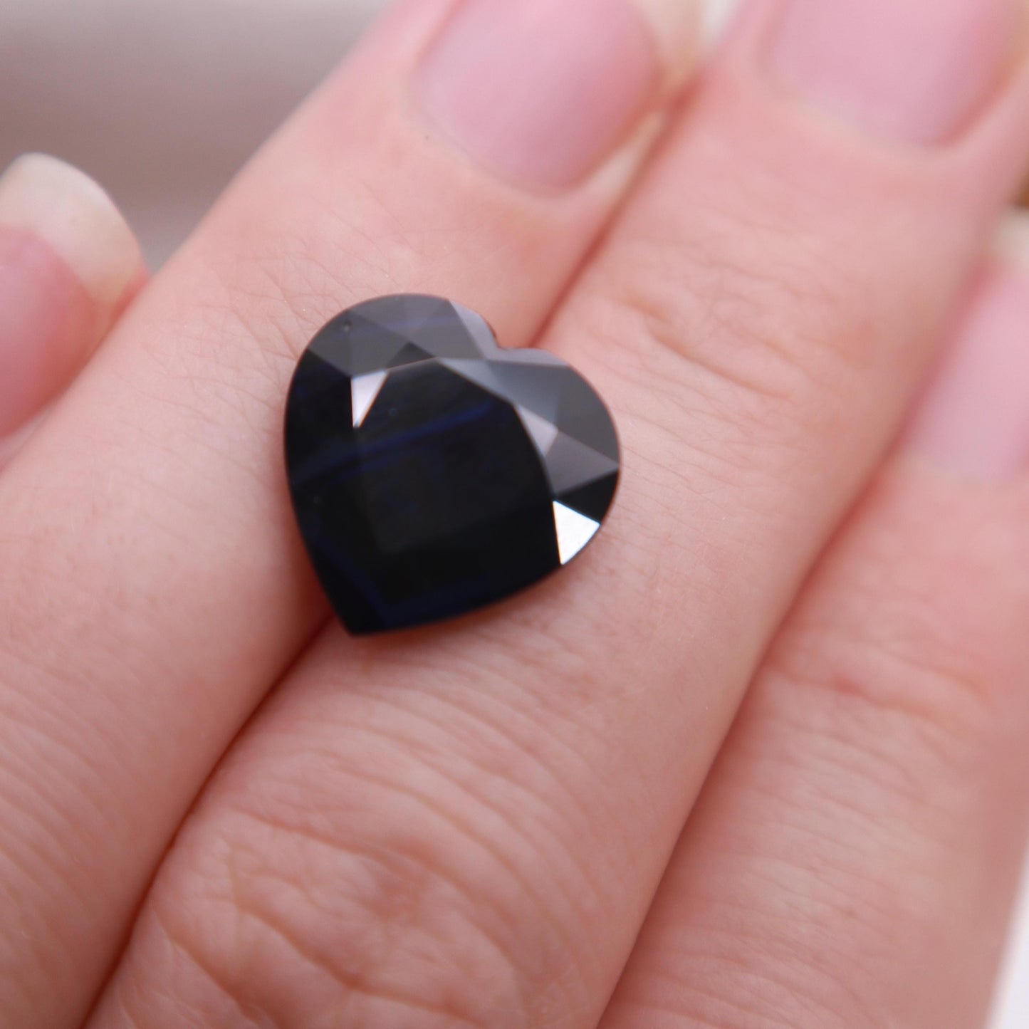 8.31 carat Natural Dark Sapphire 13.3x13.4mm, Heart Cut Gem Faceted Loose Large Dark Blue-Black Sapphire