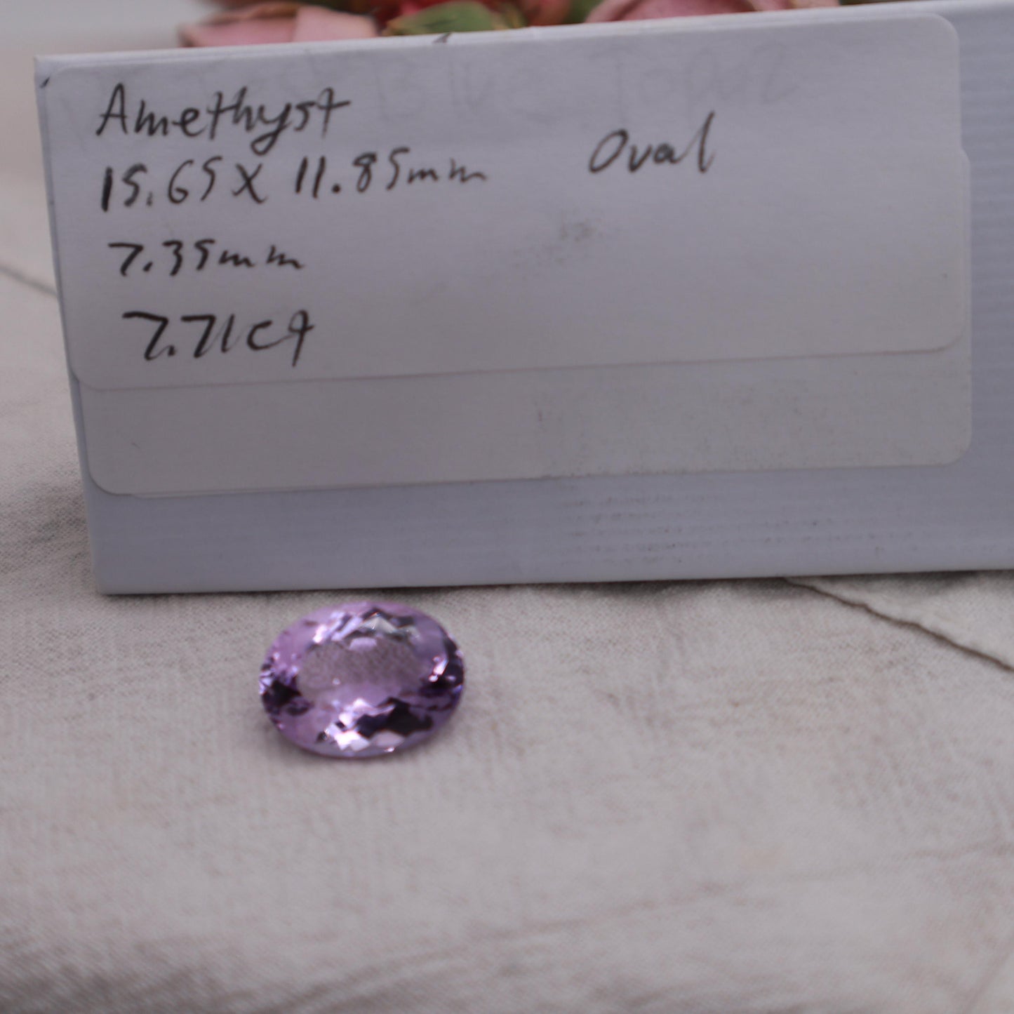7.71 ct Light Purple Amethyst, 15.6x11.8mm Oval, Loose Gem Reclaimed/Recycled Gemstone