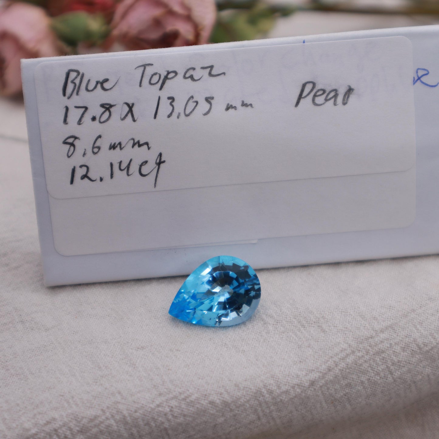 18x13mm Sky Blue Topaz Pear Cut, 12.14 carat Loose Recycled Topaz