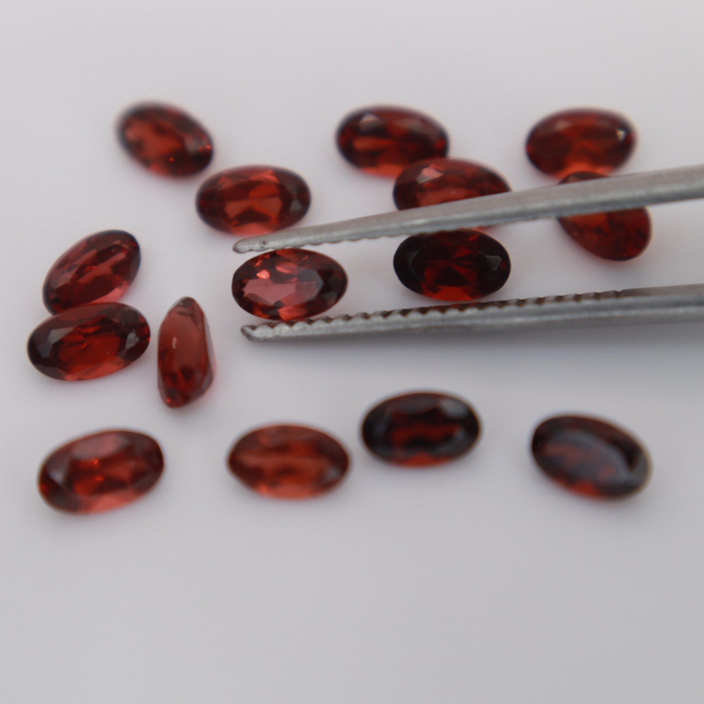 One 5x3mm Red Garnet Oval Cut, Faceted Loose Gemstone