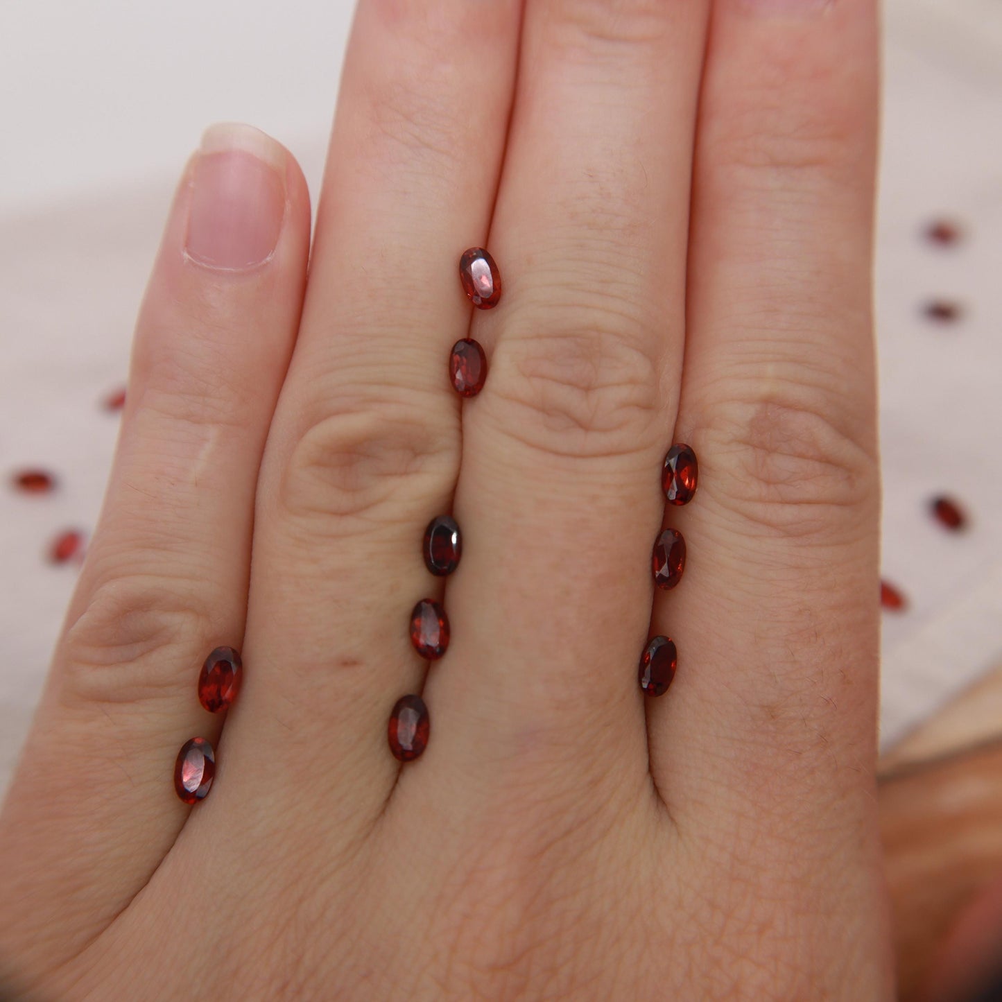 One 5x3mm Red Garnet Oval Cut, Faceted Loose Gemstone
