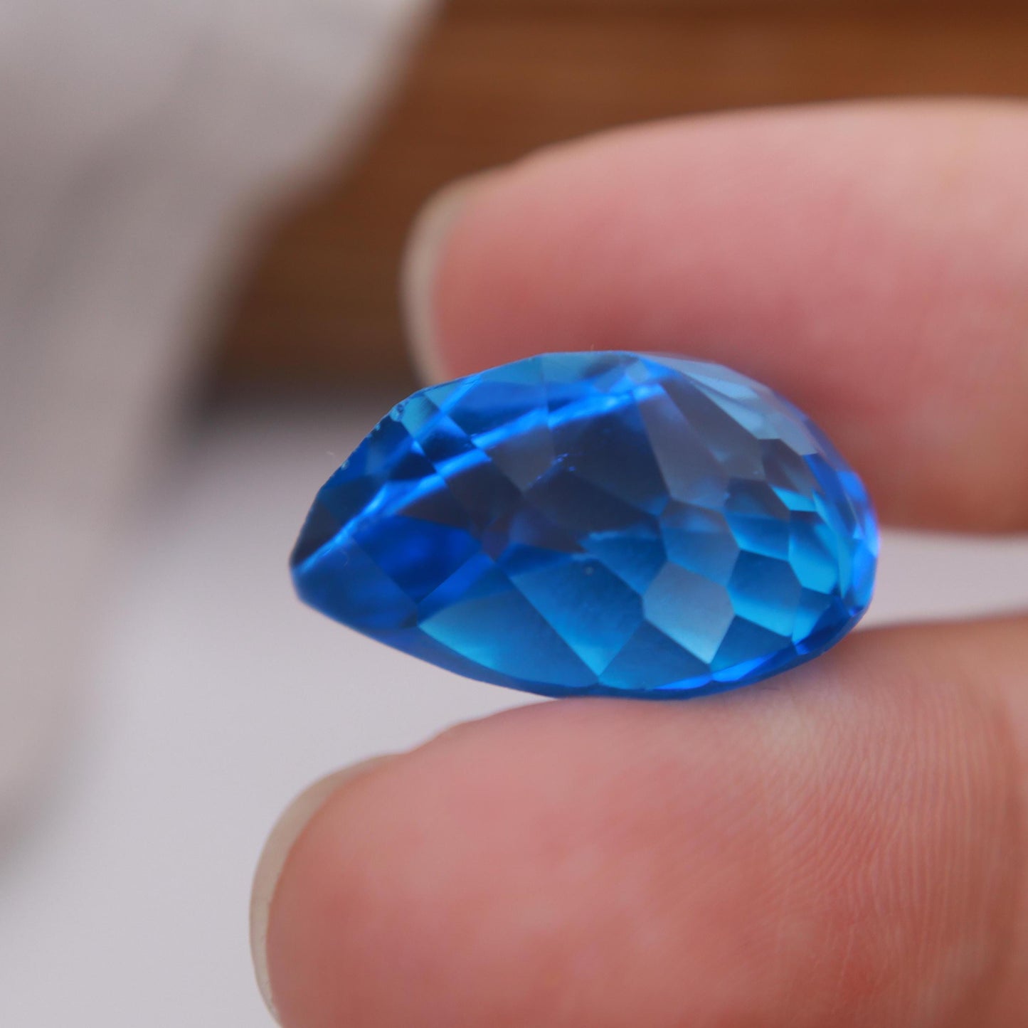 21x15mm Swiss Blue Topaz, Pear Cut, 25.40 carat Loose Faceted Gem