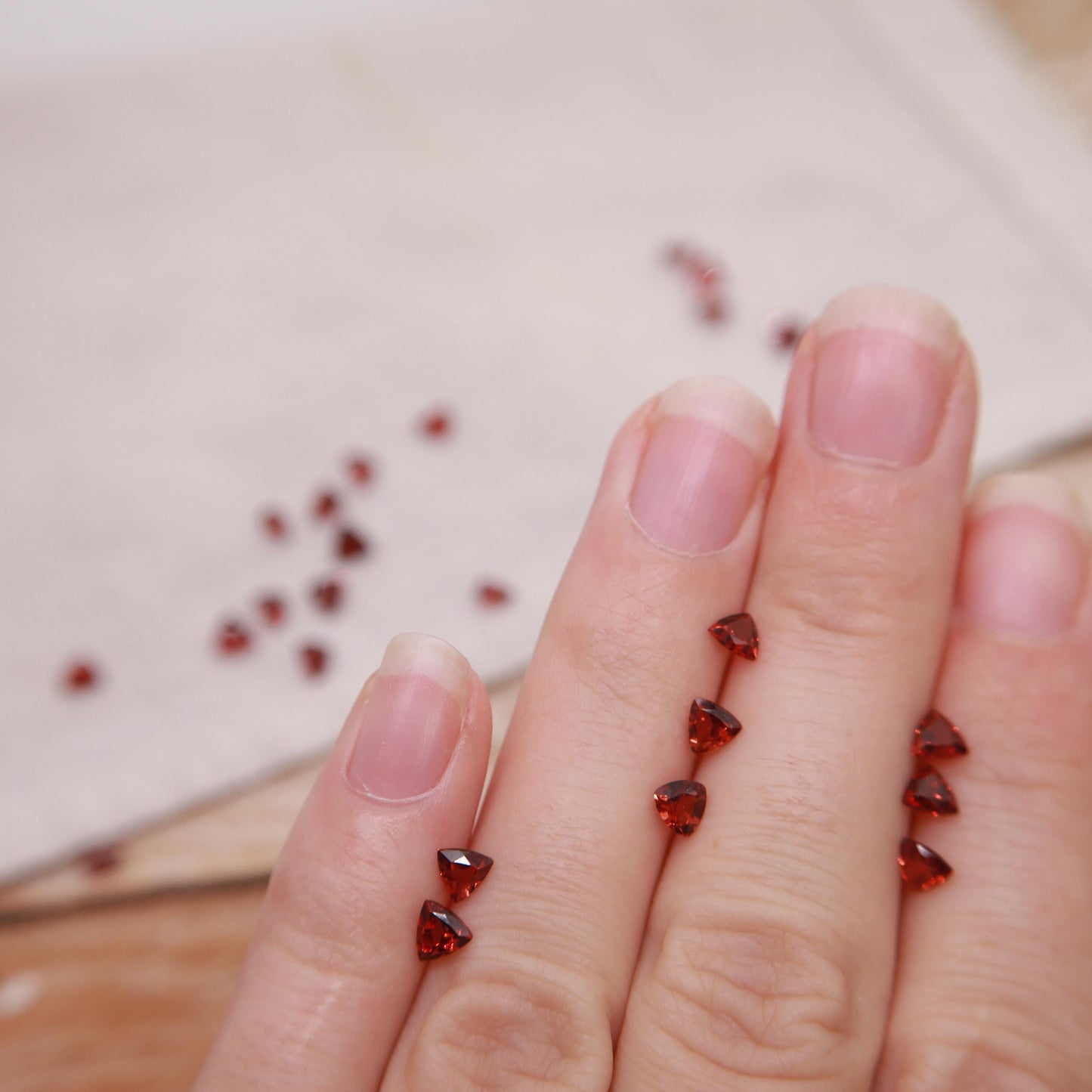 One 4mm Red Garnet Trillion Cut, Faceted Loose Gemstone for Jewelry Setting